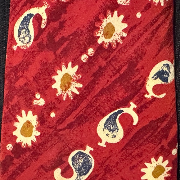 AUTHENTIC EMPORIO ARMANI 100% SILK NECKTIE TIE RED FLOWER PAISLEY - Picture 3 of 5
